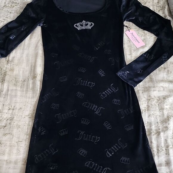Juicy Couture Size S Nightgown Embossed Lettering Silver Studded Crown NWT - Picture 2 of 9